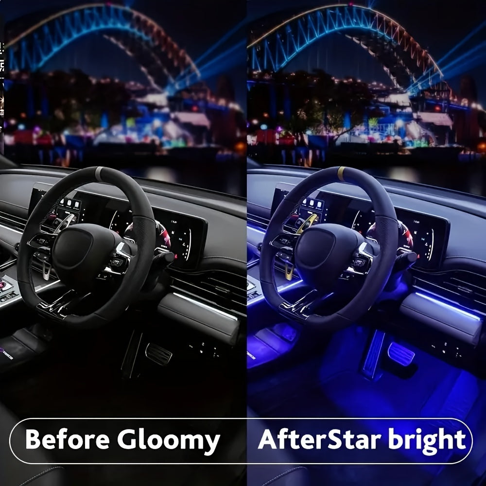 "LED RGB Car Interior Lights with USB, Remote, and Music Control"