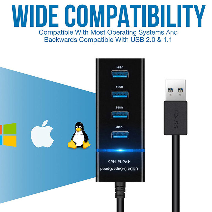 "4-in-1 USB Hub Splitter High-Speed Adapter for PC & Laptop"