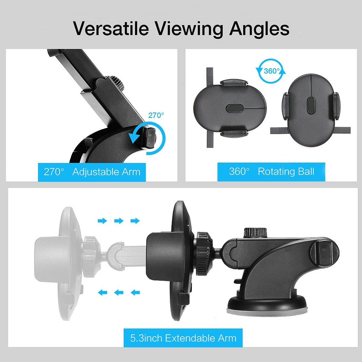 "Telescopic Car Phone Holder with Suction Cup for Dashboard"