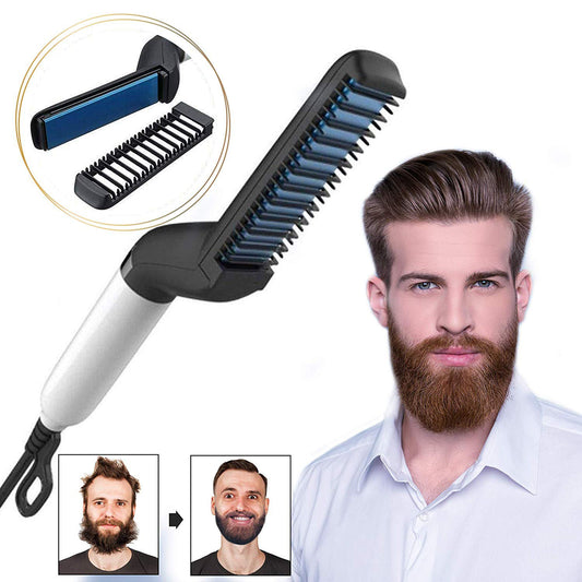 "Electric Hair Straightener Brush & Beard Styler Comb – Multifunctional Curly Hair & Detangling Tool" - Daily Life Supplies