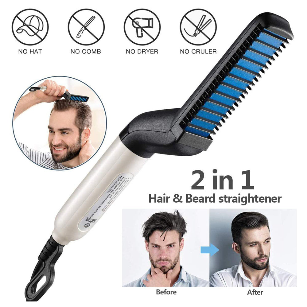 "Electric Hair Straightener Brush & Beard Styler Comb – Multifunctional Curly Hair & Detangling Tool" - Daily Life Supplies