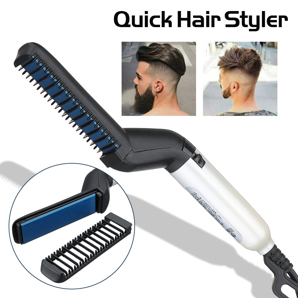 "Electric Hair Straightener Brush & Beard Styler Comb – Multifunctional Curly Hair & Detangling Tool" - Daily Life Supplies