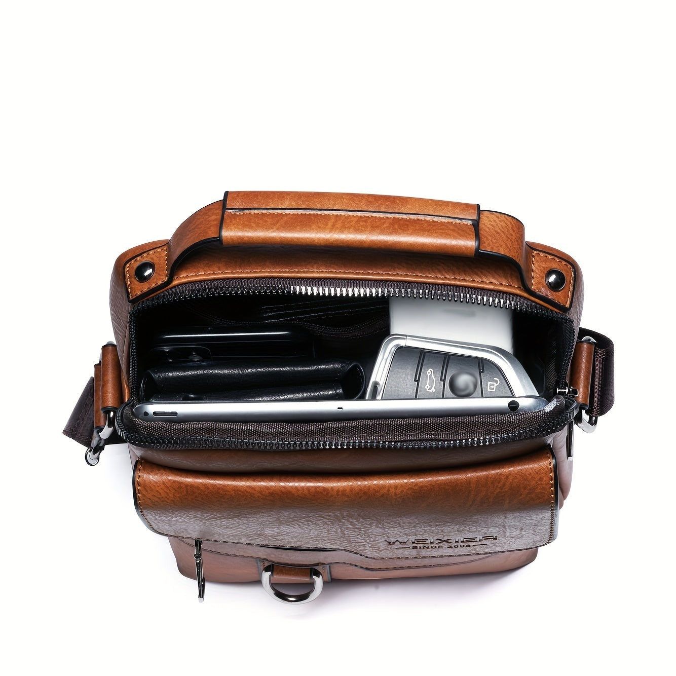 Men's PU Leather Crossbody Messenger Bag with Card Holder