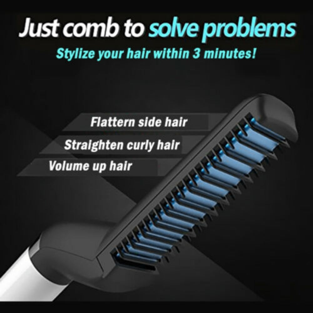 "Electric Hair Straightener Brush & Beard Styler Comb – Multifunctional Curly Hair & Detangling Tool" - Daily Life Supplies