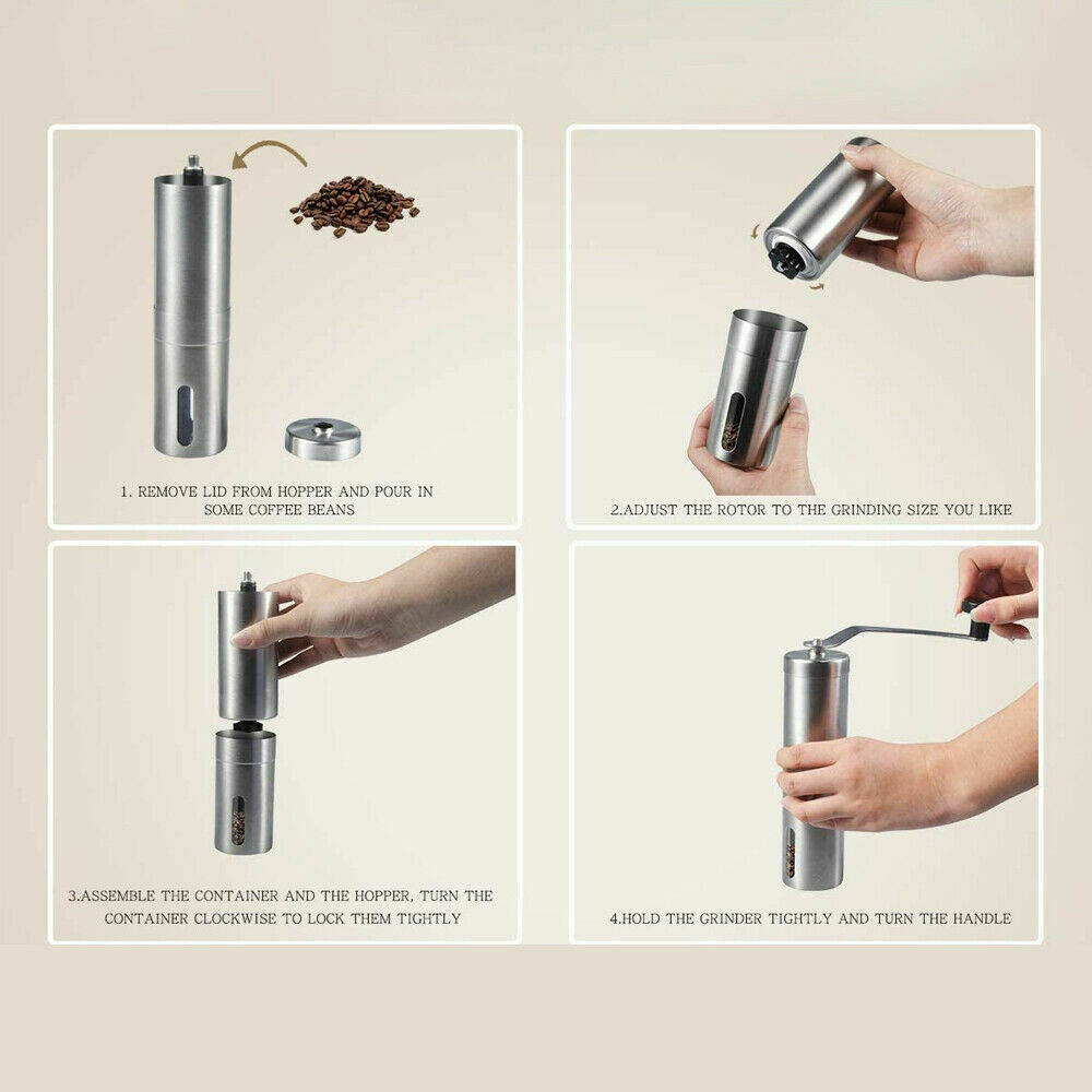 Portable Manual Coffee Grinder with Stainless Steel and Ceramic Burr