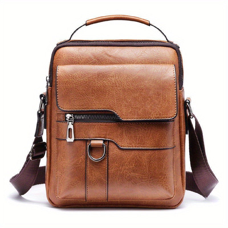 Men's PU Leather Crossbody Messenger Bag with Card Holder