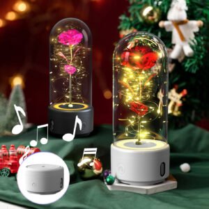 Creative 2-in-1 Rose LED Light with Bluetooth Speaker – Night Lamp Gift