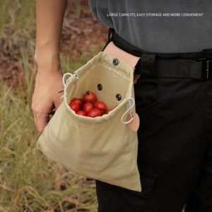 Foldable Outdoor Harvest Bag Canvas Waist Pouch for Camping, Hiking & Foraging