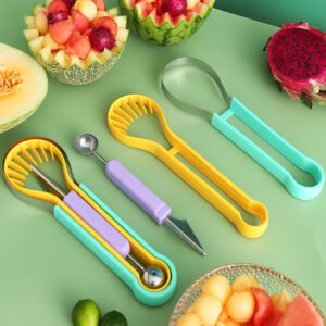 3-in-1 Fruit Carving & Scoop Set Watermelon Baller, Separator, and Cutter for Creative Platters