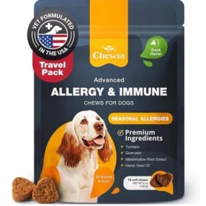 Dog Allergy Chews Itch & Skin Relief with Salmon Oil Seasonal Allergy, Immune & Hot Spot Support Treats