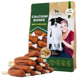 Dog Calcium Bones with Chicken Rawhide-Free,Grain-Free & Organic Healthy Meat Chews for Training Dogs of All Sizes