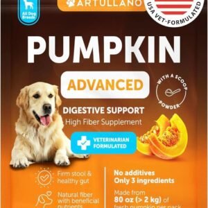 Pumpkin Powder for Dogs Natural Fiber Supplement for Digestion, Constipation, Diarrhea, Glands & Healthy Stool (8 oz)