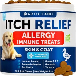 Dog Allergy Relief Chewables Seasonal Itch & Hot Spot Support with Fish Oil,Immune & Skin Health Supplement (120 Chews)