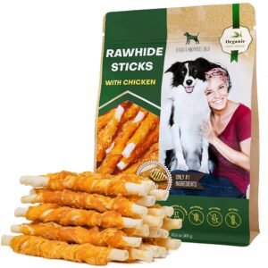 Organic Chicken Wrapped Dog Sticks Healthy,Grain-Free & Human-Grade Chews for Small & Large Dogs